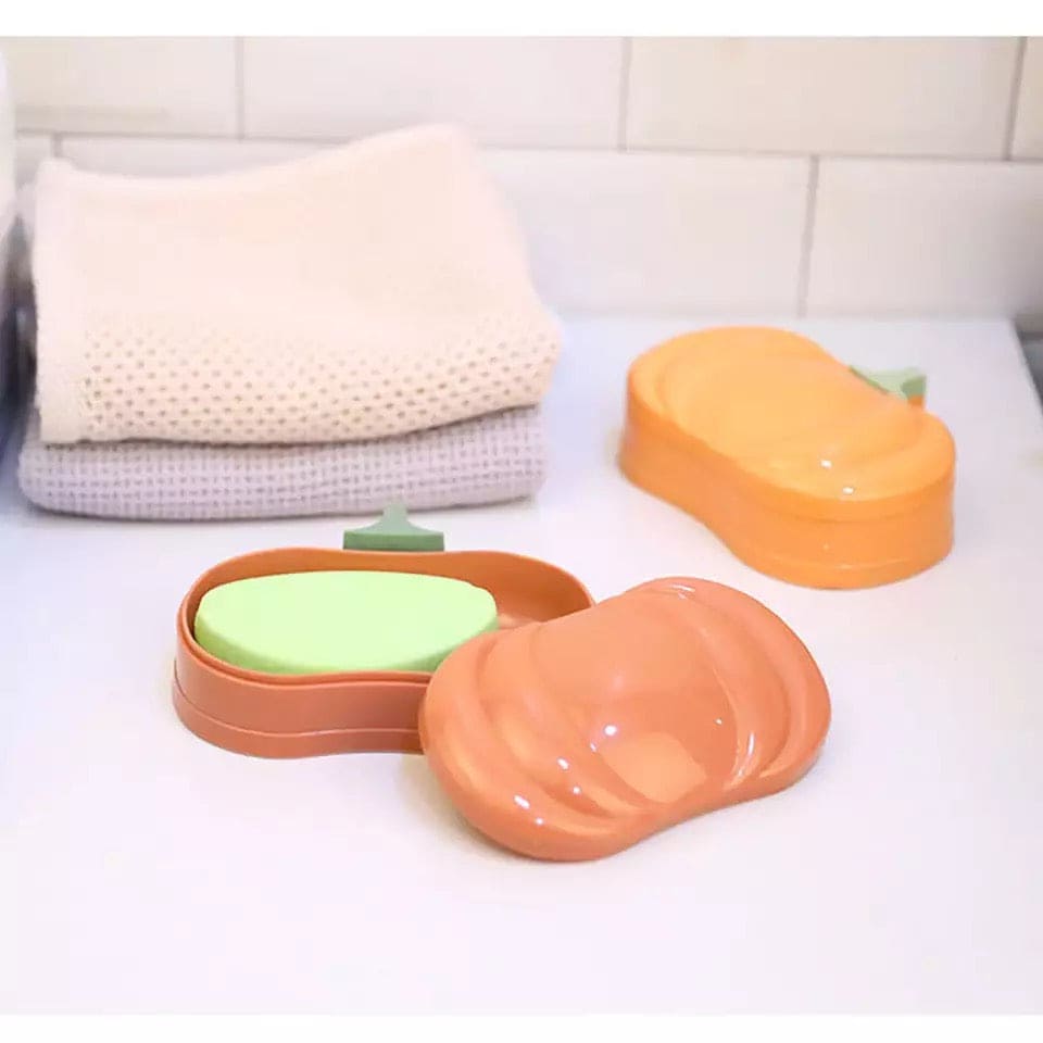 Cute Pumpkin Shape Soap Holder, Double Layer Drain Sink Soap Holder With Cover, Multifunctional Drain Soap Holder, Soap Draining Tray For Bathroom Cute Pumpkin Shape Soap Holder, Double Layer Drain Sink Soap Holder With Cover, Multifunctional Drain Soap Holder, Soap Draining Tray For Bathroom